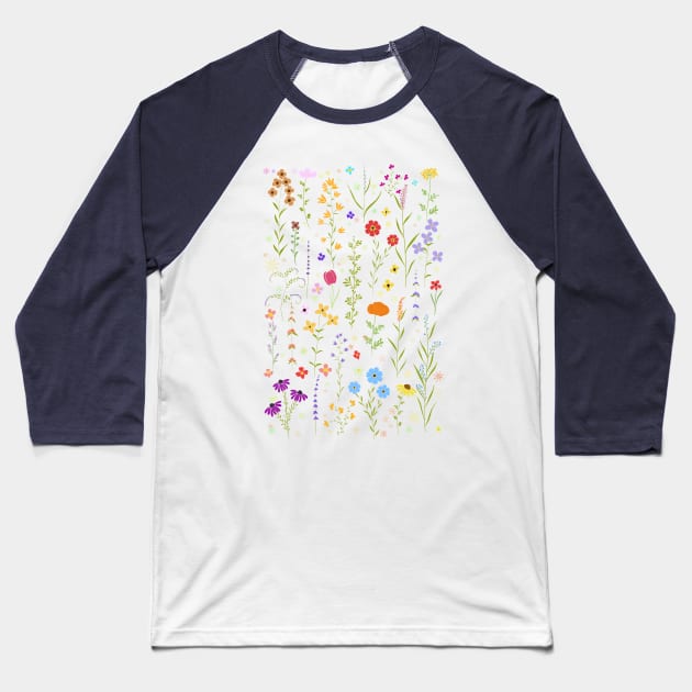 colorful spring  wildflower pattern 2022 Baseball T-Shirt by colorandcolor